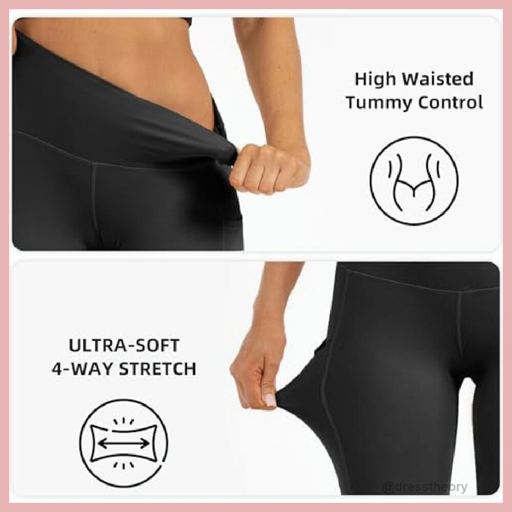 High Waisted Leggings with Pockets Buttery Soft Tummy Control Yoga Pants - Picture 4 of 8